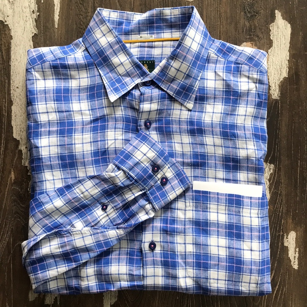 Robert Talbott Men’s L Linen Button Down Shirt.